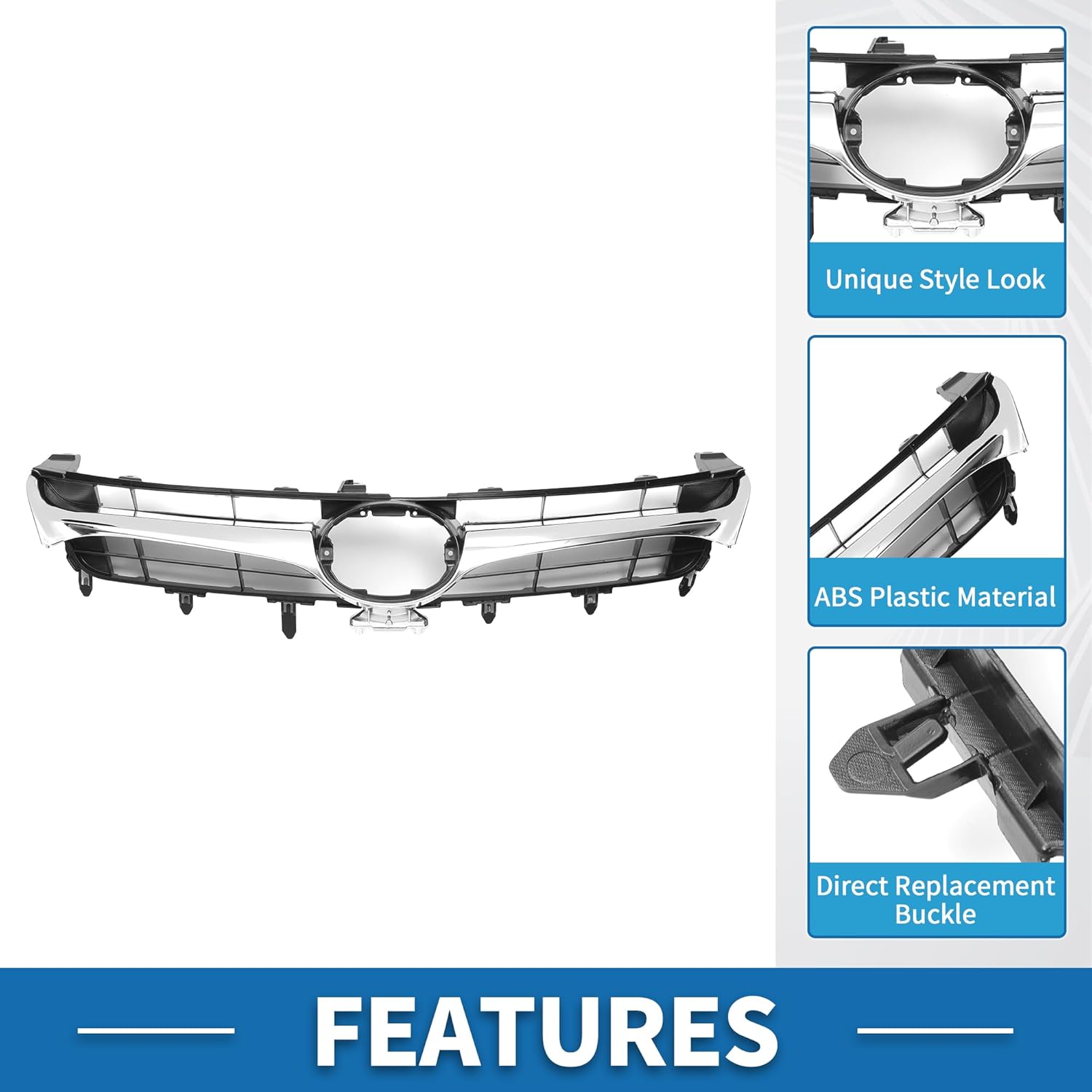 ABSOPRO Front Hood Bumper Grille Grill for Toyota Camry 2015, Chrome Silver Tone Black