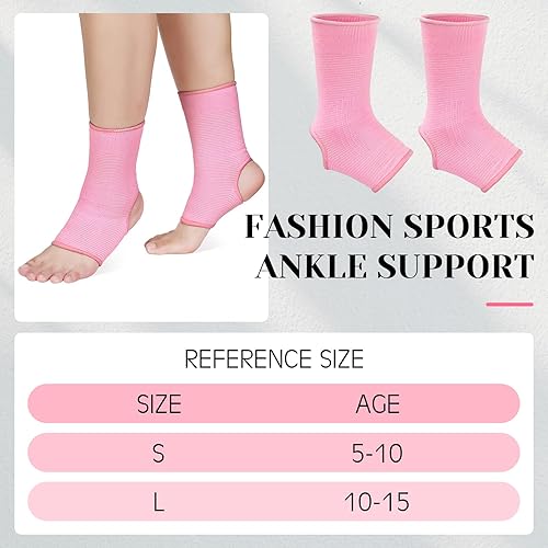 Miniatura 2 de Haysandy 4 piezas2 pares de tobilleras de compresión para niños, calcetines elásticos de compresión para niños, tobilleras de punto para trotar,