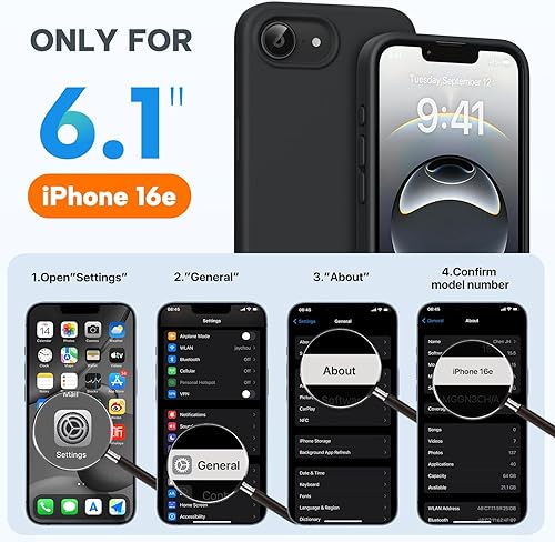 Miniatura 297 de Miracase - Funda diseñada para iPhone 11 con protector de pantalla, funda de goma de silicona líquida, protección total contra caídas y a prueba
