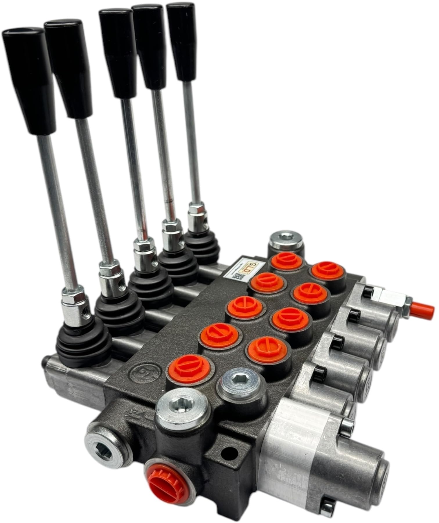 Distributore oleodinamico per trattore 5 leve - 4 doppio effetto + 1 semplice effetto con blocco in spinta 3/8" 45 Litri 300 bar