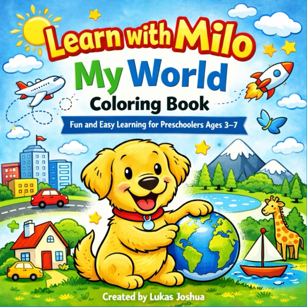 Learn with Milo: My World Coloring Book: Fun and Easy Learning for Preschoolers Ages 3–7