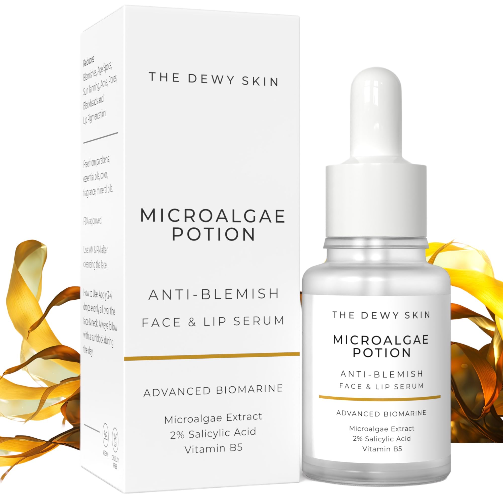 The Dewy Skin, Face & Lip Pigmentation Serum for Oily Acne Prone Skin | Reduces Dark Spots, Blemishes, Acne Marks, Tanning, Open Pores, Blackheads, Whiteheads | 10 ML | Serum for Men and Women