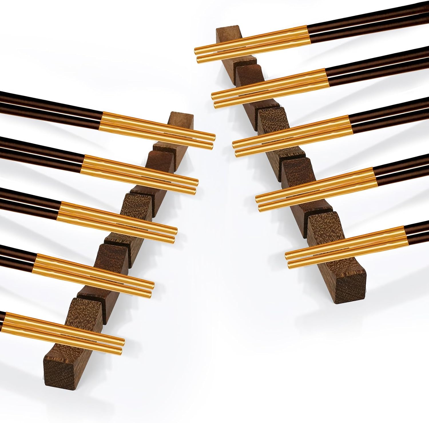10pcs Quality Chopsticks Rests and Holders for Home Kitchen Hotel Restaurant Dining, Natural Wooden Cutlery Stand Rack Set for Holding Spoons Forks Knives Chop Sticks etc. Neatly and Stably