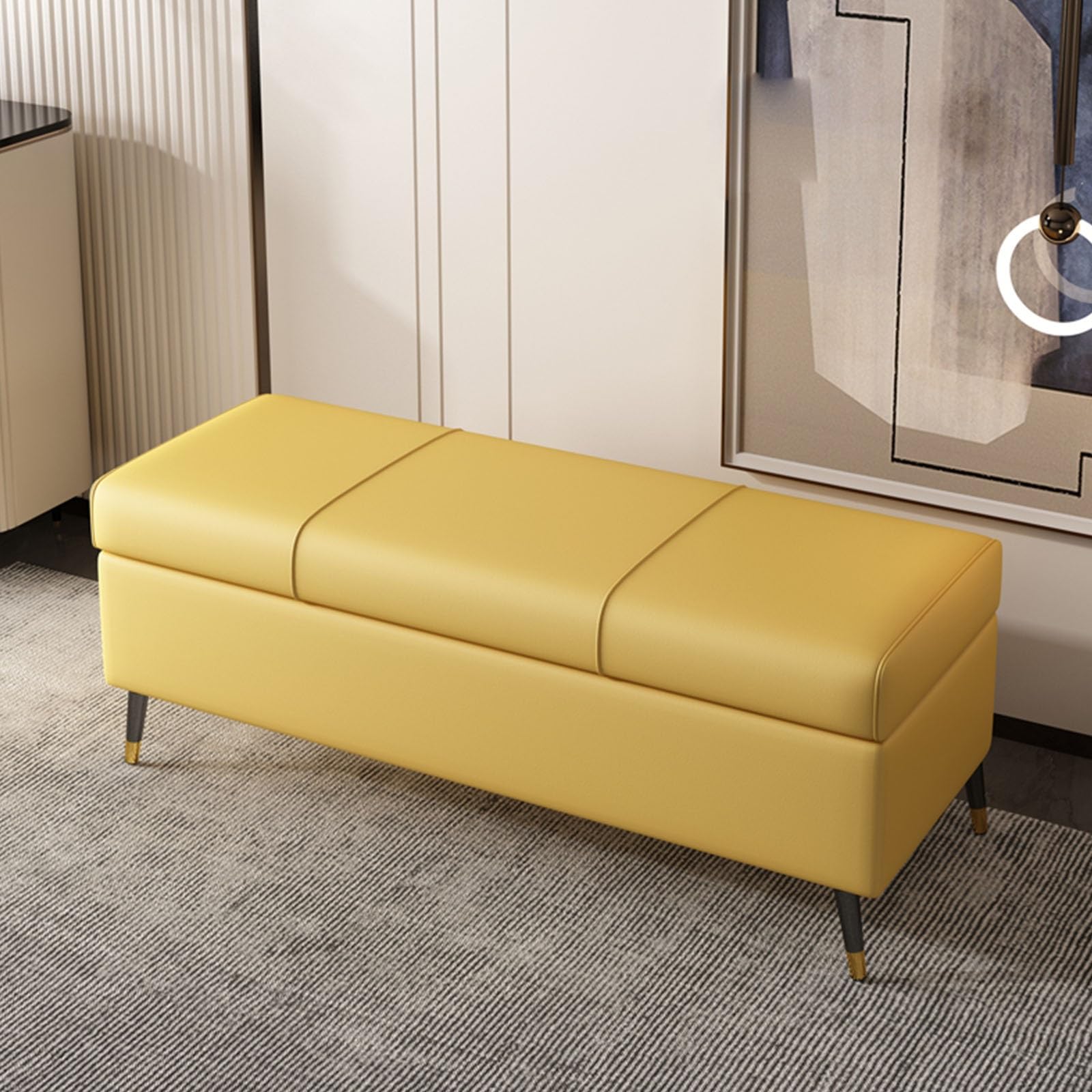 Tabouret de rangement à éponge haute densité et charnières sécurisées