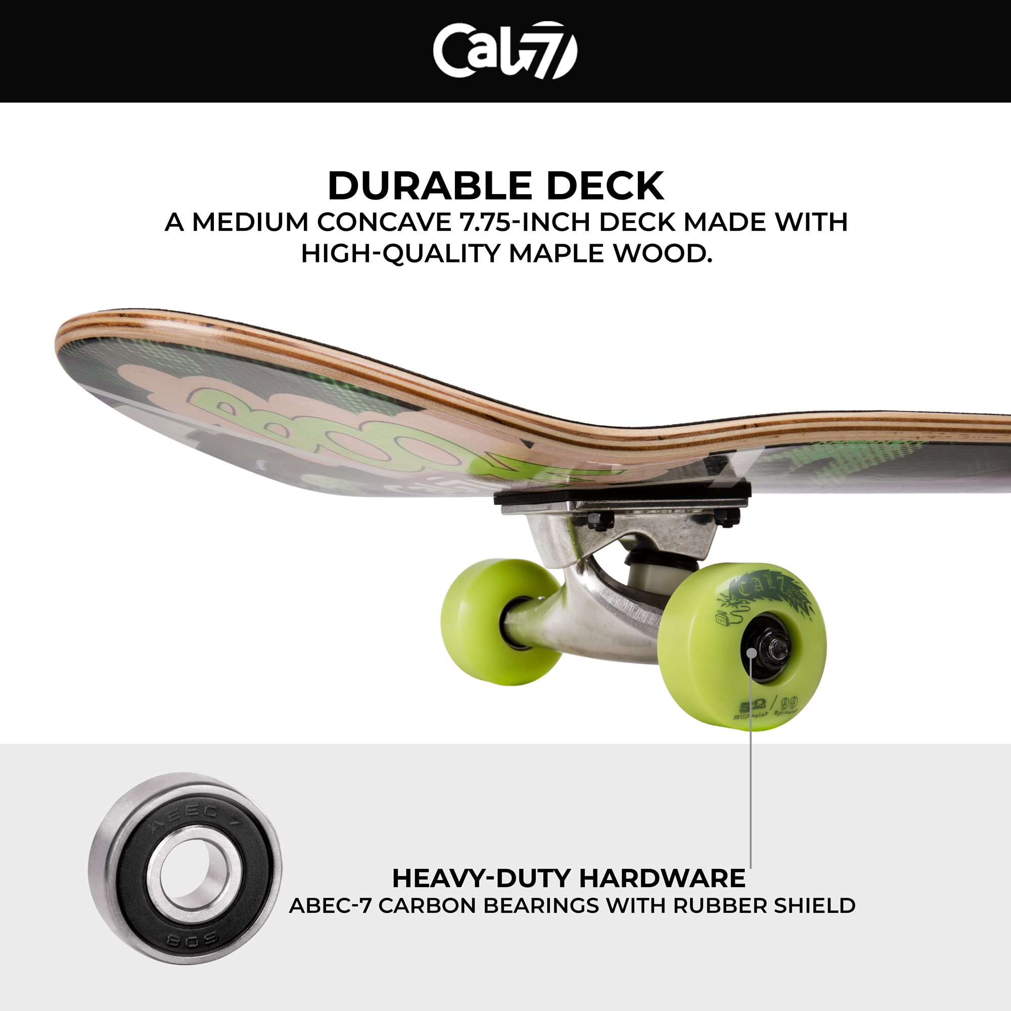 Amazon.com : Cal 7 Complete Standard Skateboard 7.5-8-Inch Deck