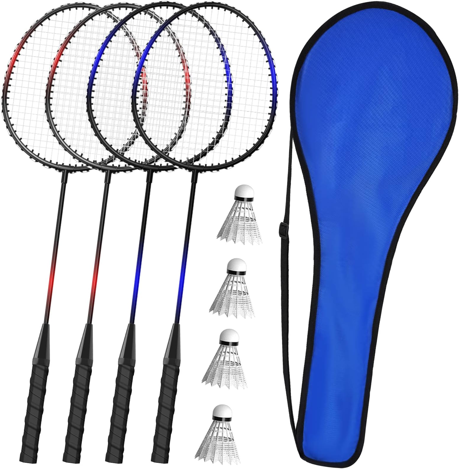 KH 2-4 Player Badminton Rackets Set for Adults Kids,Family Back Garden Sports Games,Racquets,Shuttlecocks & Carry Bag Included