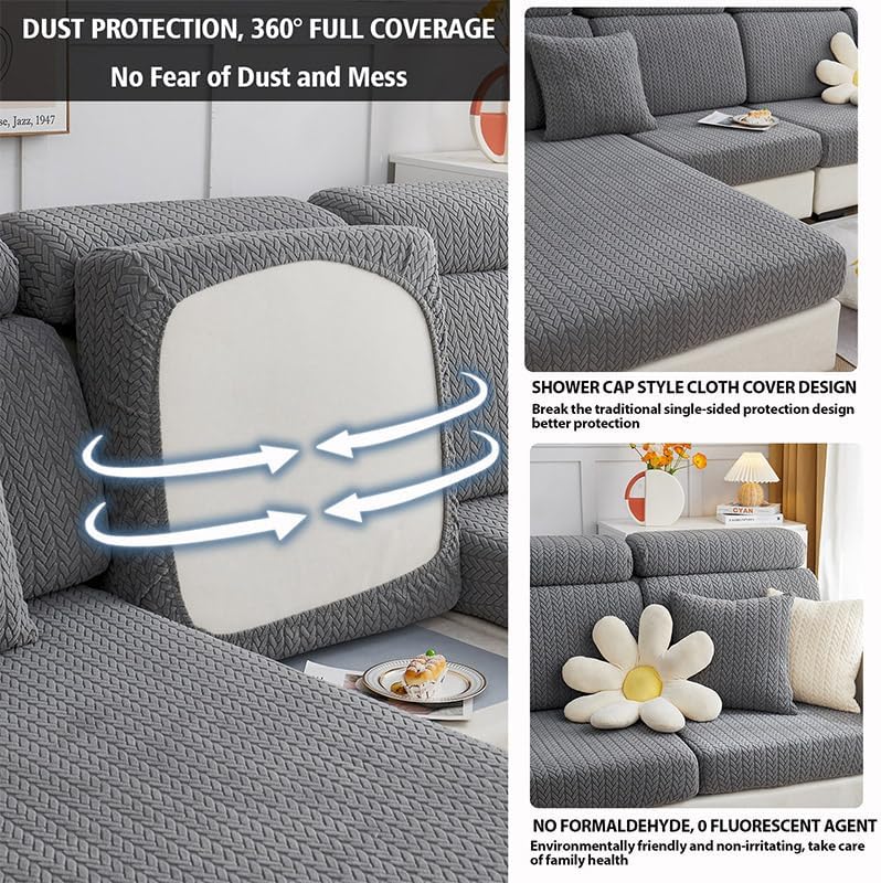 Miniatura 5 de Fundas de cojín para sofá, fundas de sofá para sofá seccional, fundas de sofá de héroe para proteger el sofá, fundas de sofá relajantes para el