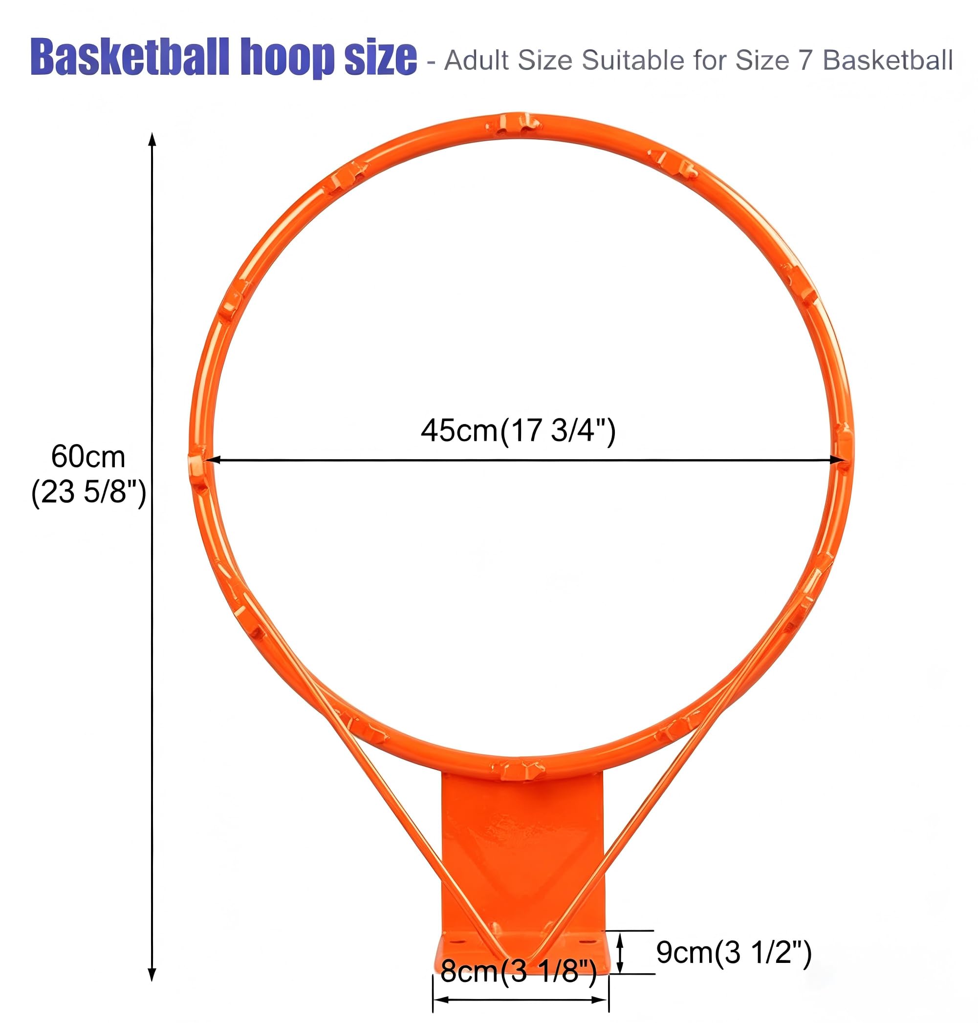 Panier de basket pour extérieur, clôture, arbre et poteau, anneau de basket réglable avec 2 sangles et filet en nylon, montage mural sans perçage, kit de sport pour jardin et camping