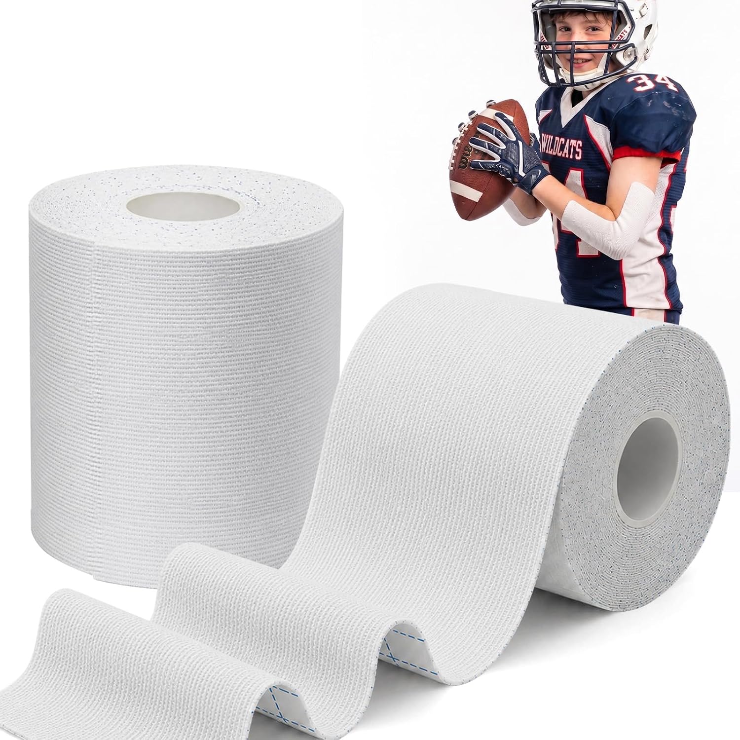 Turf Tape Football for Youth, 2 Rolls White Athletic Tape for Turf Burn