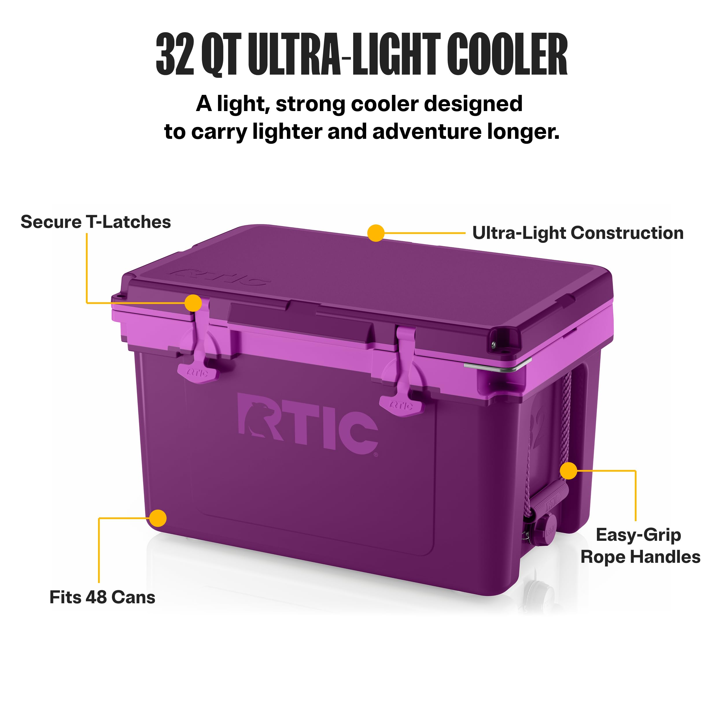 Amazon.com: RTIC 32 QT Ultra-Light Hard Cooler, Berry Jam