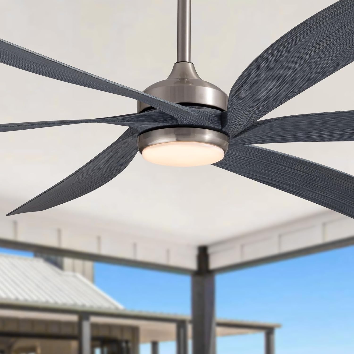 64 Inch Grey Ceiling Fans with Lights, Reversible Quiet DC Motor, Modern Ceiling Fan with Light and Remote, Indoor/Outdoor Use