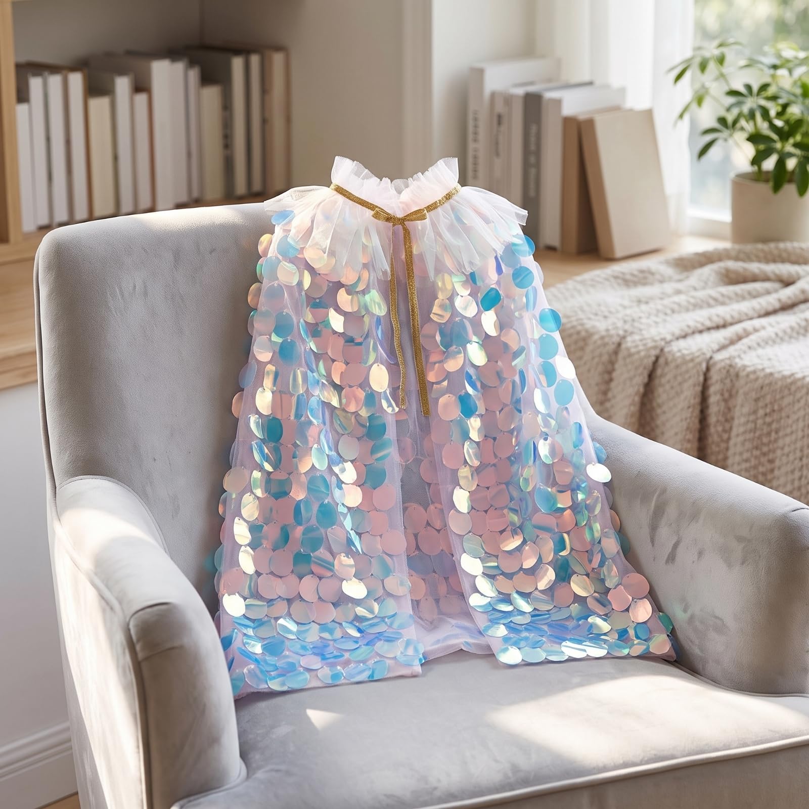 Cape Sirène en Tulle Costume, Large Paillette
