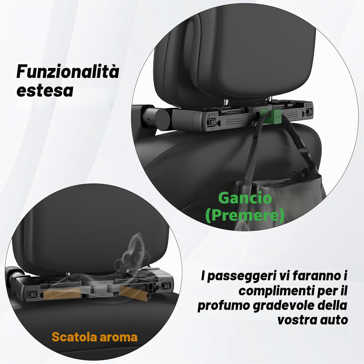 Poggiatesta auto per bambini, poggiatesta auto, in pelle traspirante, regolabile a 180 gradi, per auto, per bambini, adulti, ideale per dormire durante lunghi viaggi (nero)