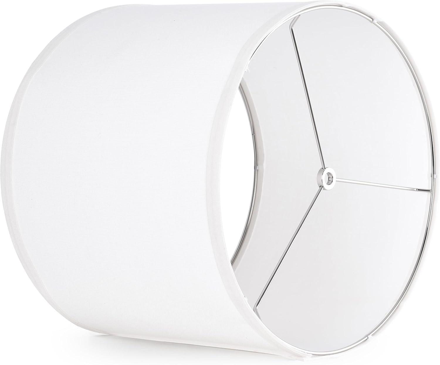 Set of 2 Pure White Linen Drum Lamp Shade 13" Top x 13" Bottom x 10" High (Spider) Contemporary Lamp Shades for Table Lamps & Bedside Lamps