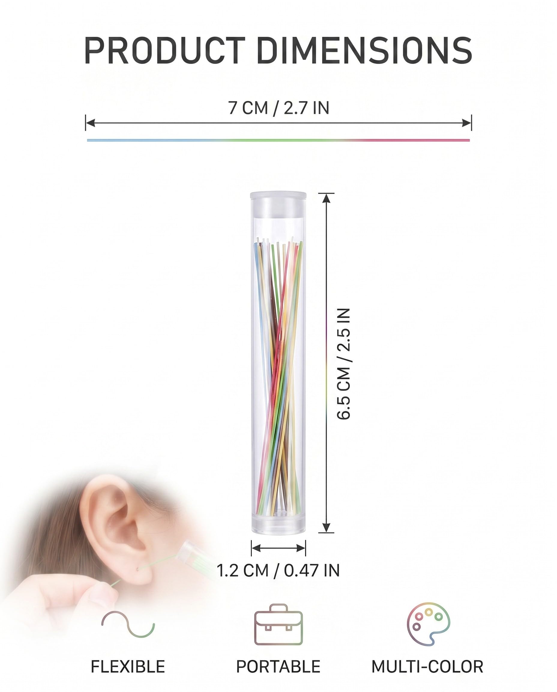 Filo per Pulizia Piercing Orecchio 360 Pezzi, 6 Colori | Monouso per Igiene Profonda e Cura, Elimina Odori per Orecchi Sensibili.
