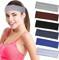 Faixas de cabelo femininas, 6 peças elásticas antiderrapantes de tecido de algodão macio para exercícios diários, esportes, treino, ioga e corrida