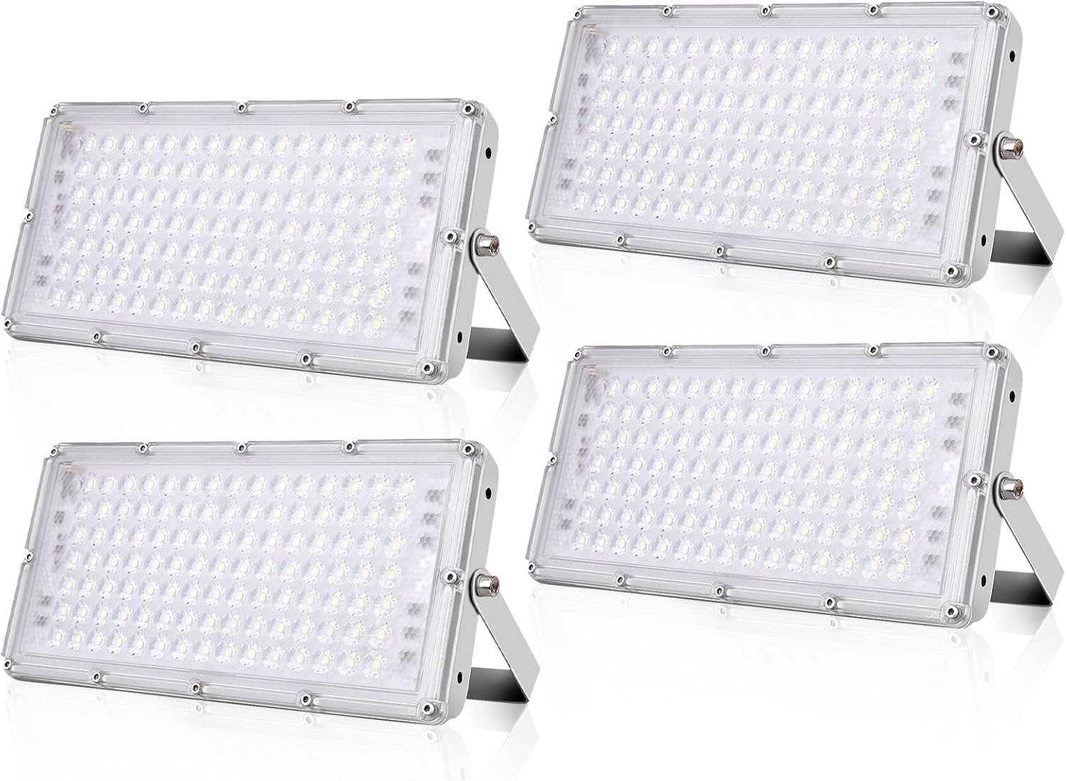 4PCS 100W LED Floodlight Outdoor,Super Bright 10000LM Outdoor Security Lights, IP65 Waterproof Flood Lighting, 6500K Cool White Wall Light Outdoor Lights for Yard, Garden, Garage,Backyard Front Yard