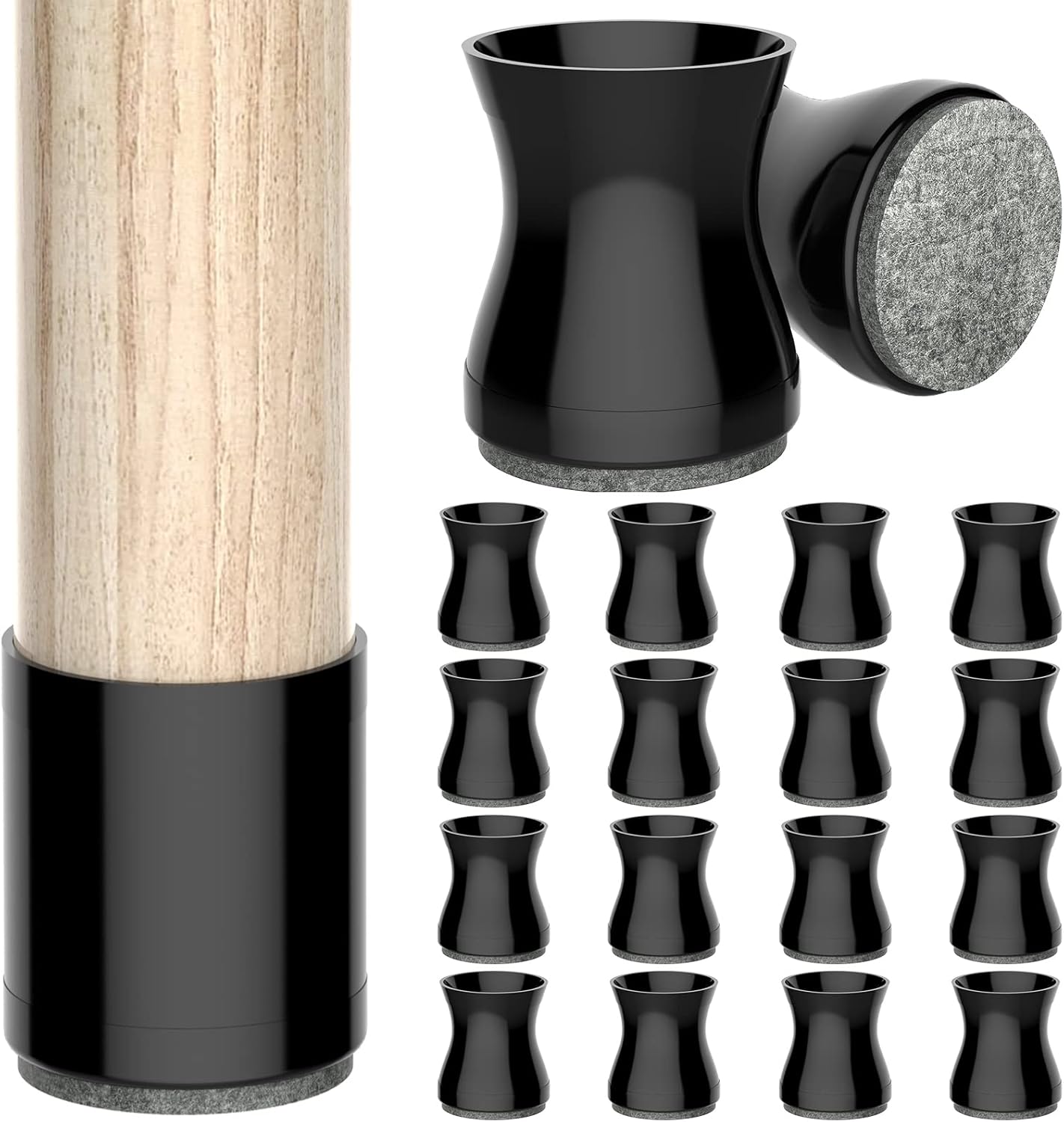 Chair Leg Floor Protectors, 16 Pcs Silicone Furniture Pads for Hardwood Floors, for Protect Chair feet & Wooden Floors, Free Moving Table Leg Covers.