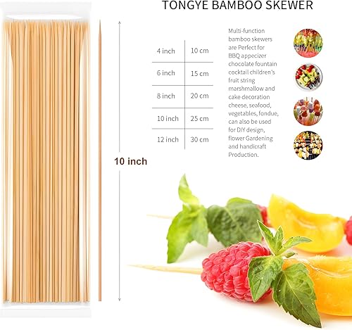 Miniatura 23 de [100 unidades] Brochetas de bambú de 6 pulgadas, pinchos de madera de primera calidad sin astillas, brochetas para parrilla, barbacoa, aperitivo