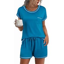 Ekouaer Womens Pajama Sets 2 Piece Soft Short Sleeve Top and Shorts Sleepwear Round Neck Pjs Lounge Set with Pockets