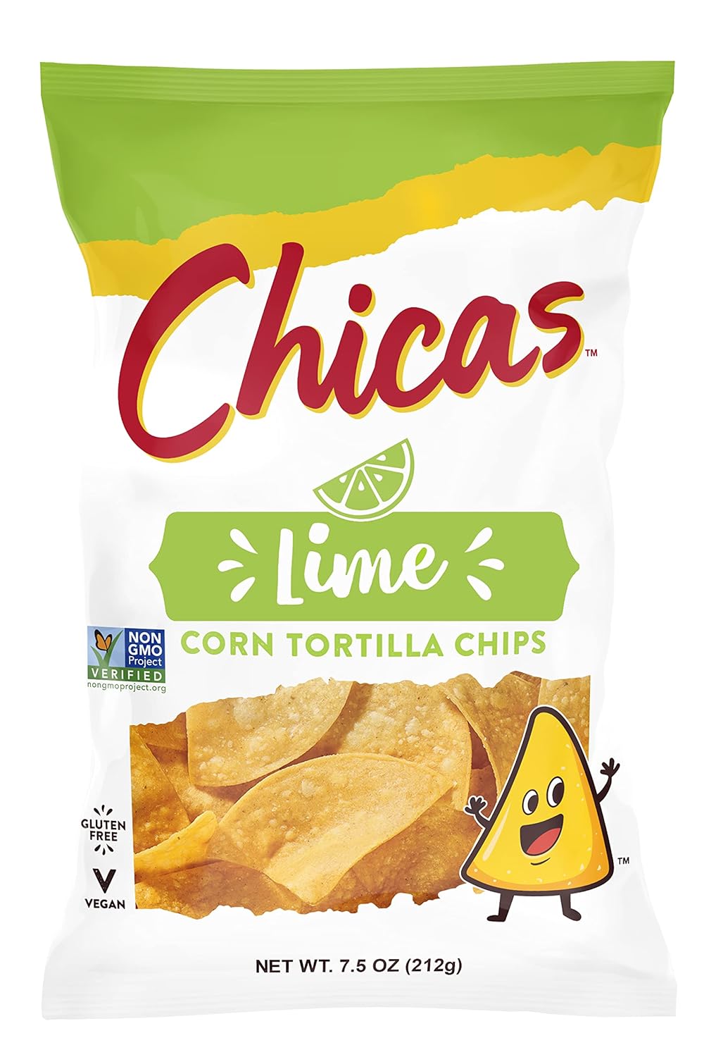 Chicas Tortilla Chips, White Corn Tortilla Chips Lime, Gluten Free, Vegan, Non-GMO, For Dips, Spreads & More, 7.5 Ounce Bag (Pack of 6)