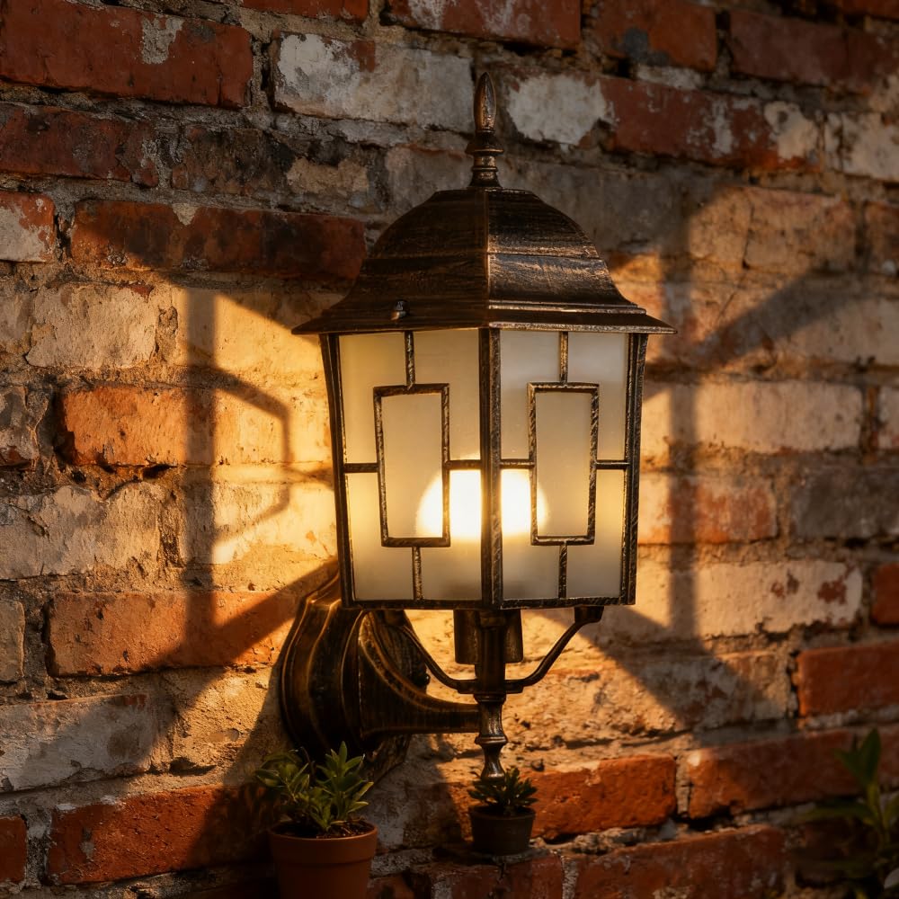 YHYAI Retro Classic Outdoor Wall lamp, Metal and Glass Exterior Wall Lamps, Waterproof Decorative Lighting Fixture, Suitable for Courtyard, Porch Entrance, Vintage Architectural Wall lamp.(BD-35)