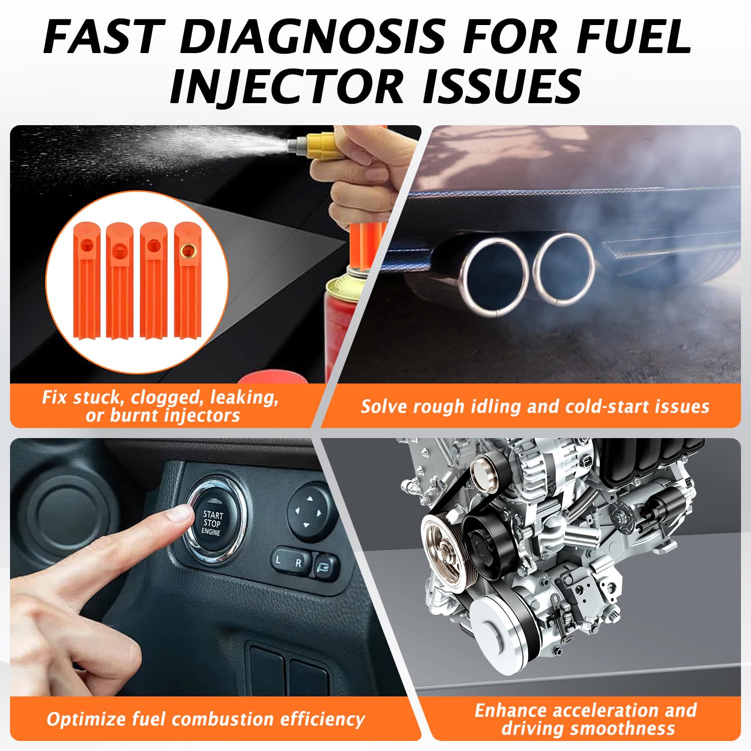 Erato Tester iniettore di carburante per auto con attrezzi di pulizia fai-da-te 8 modalità a impulsi 4 adattatori a 4 fili iniettore a doppio canale iniettore tester kit di pulizia universale