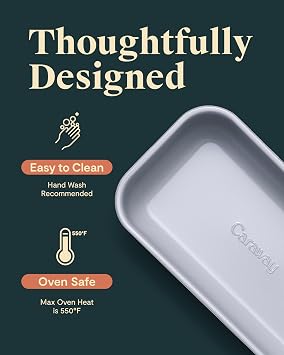 Caraway Non-Stick Ceramic 1 lb Loaf Pan - Naturally Slick Ceramic Coating - Non-Toxic, PTFE & PFOA Free - Perfect for Pound Cakes, Breads, More - Navy
