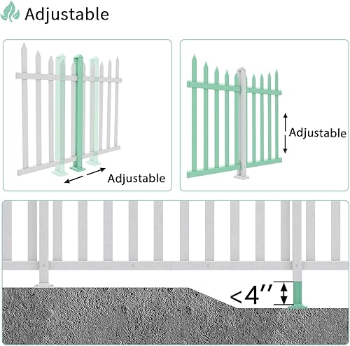 Miniatura 25 de SunnyRoyal Paneles de valla de piquetes, 2 juegos de 84 pulgadas de largo x 38.6 pulgadas de alto, valla de vinilo de PVC para jardín de patio 20