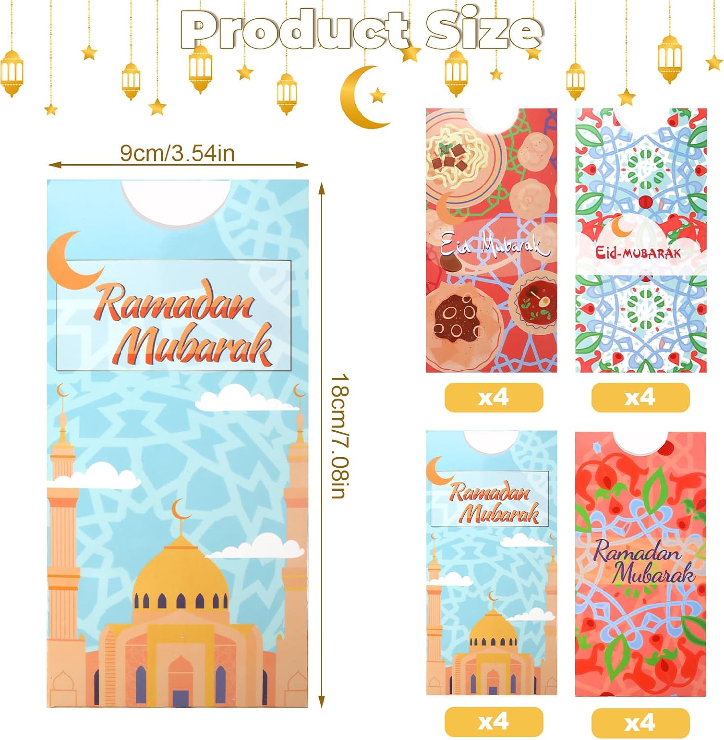 HOWAF 16pcs Eid Money Envelopes, Ramadan Mubarak Cash Gift Card Holders for Eid Holiday Money Giving for Kids, Eid Holiday Cash Envelope for Ramadan Kareem Party Birthday Wedding Gifting image 2 of 7 B0CR32WJBF
