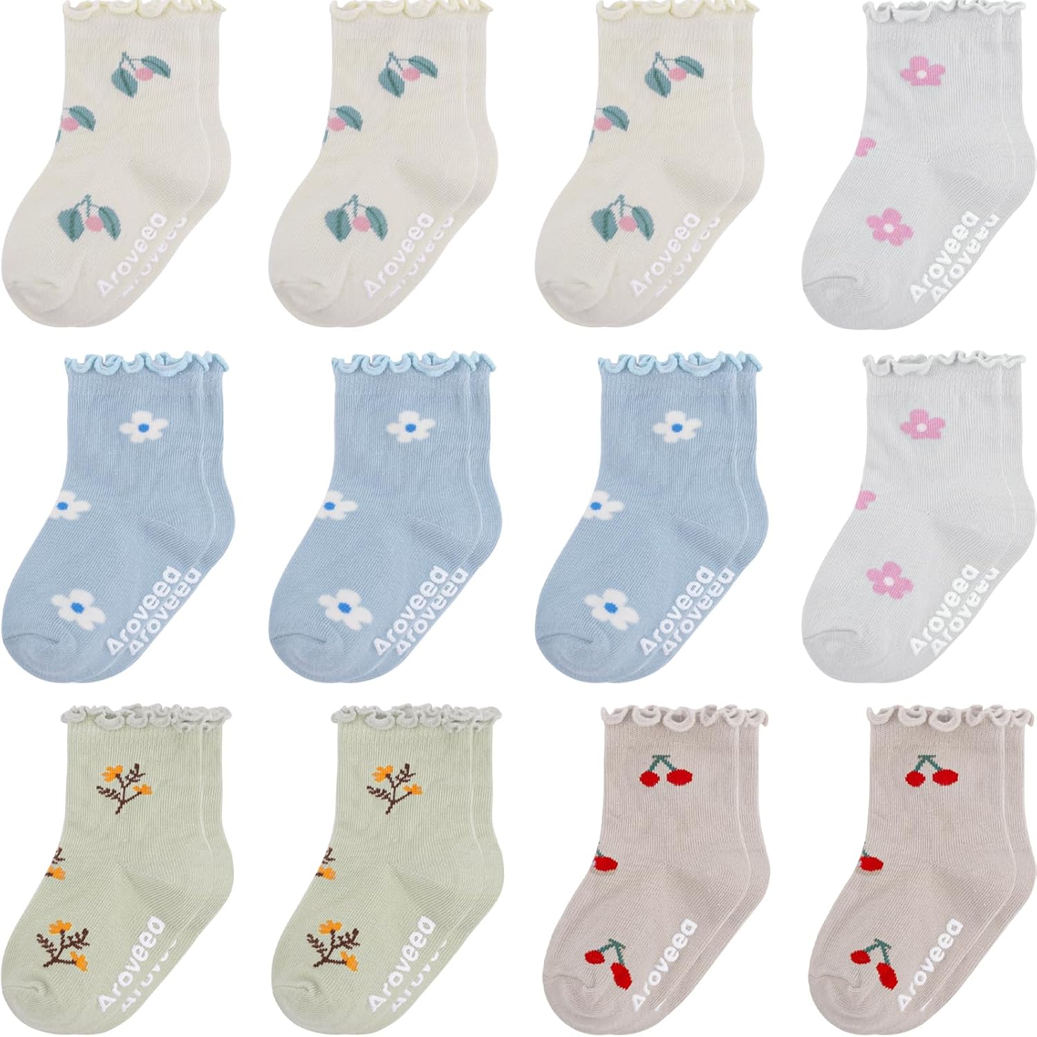 Baby Toddle Socks Grip Non Slip Kids Boys Girls Cotton 12 Pack Ankle Cute Newborn Socks