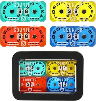 MTG Life Counter Twin Digit with Metal Box Health Tracker Life Counter for MTG Magic Card Game Accessories Compatible with Magic The Gatering Desktop RPG D&D CCG TCG Board Game 4pcs