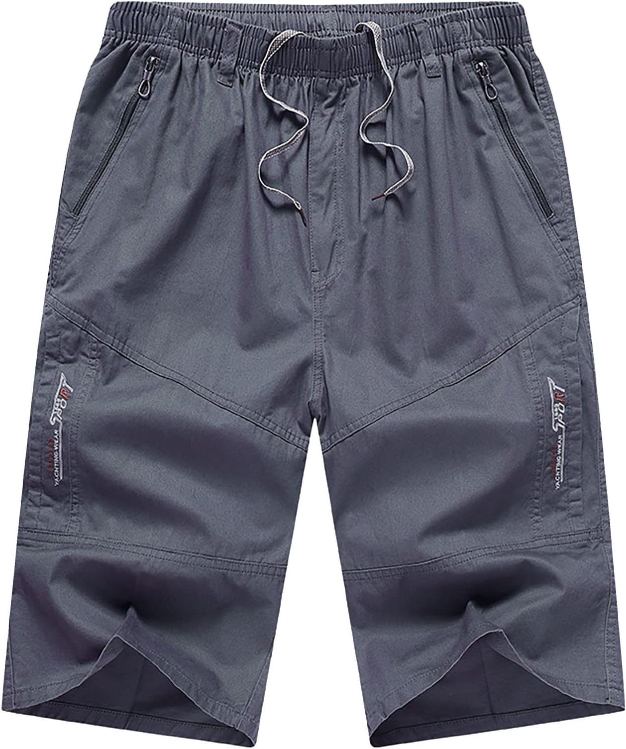 GETOUTFlat Front Shorts for Men Mens Outdoor Casual Elastic Waist Relaxed Fit Cotton Lightweight Quick Dry Fishing Hiking Work Shorts Cargo Shorts Workout Short Men