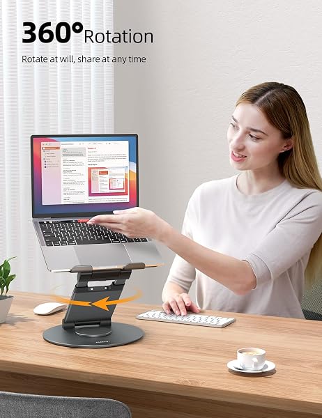 NULAXY Ausziehbare Laptop Ständer mit 360 Drehbarer Basis, Ergonomischer Laptopständer Höhenverstellbar bis 20", Notebook Halterung für Schreibtisch kompatibel mit Allen MacBook Laptops 10"-17", Grau A-Grau - 1
