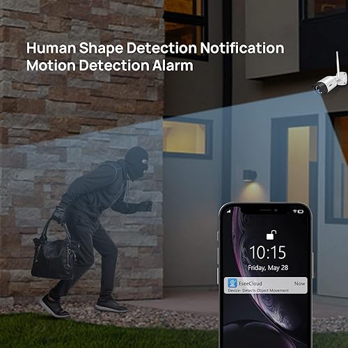 Vista 21 de 【Doble Wi-Fi, audio de 2 vías】Sistema de cámara de seguridad WiFi 2K, 3 megapíxeles, NVR expandible de 8 canales, disco duro de 1 TB, cables de 4