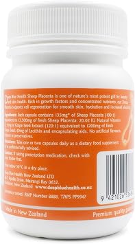 نيوزيلندا خروف المشيمة مع استخراج بذور العنب وفيتامين E - 13500mg x 60 كبسولات هلامية ناعمة - يدعم صحة البشرة وحيوية
