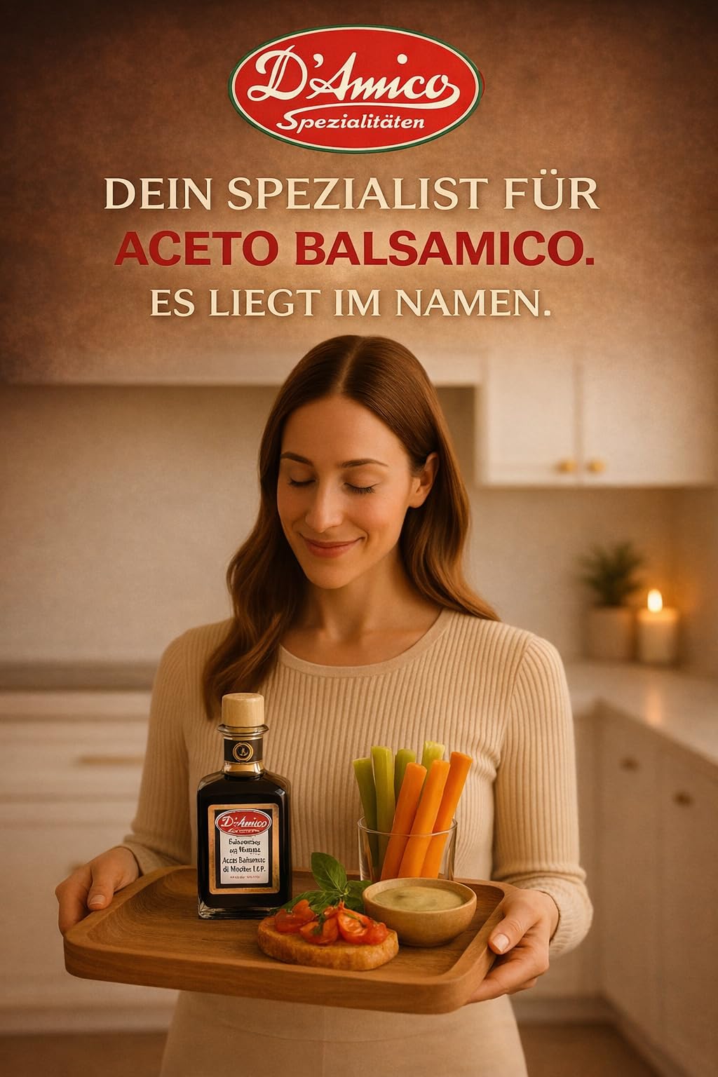 D'Amico Aceto Balsamico di Modena I.G.P, 250 ml | 90% Traubenmost, Hohe Dichte (1,35), Ohne Zusatzstoffe, Ideal für Salate, Käse, Erdbeeren & Antipasti