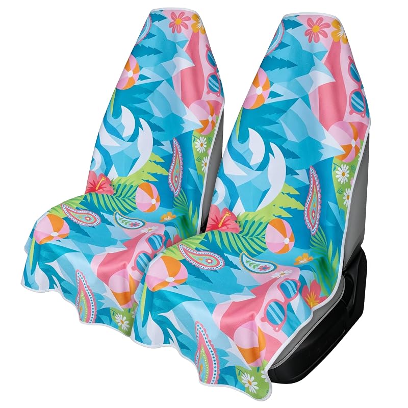 Capa de Banco Automotivo Impermeável em Microfibra com Antiderrapante, Estampa Mountain Flowers, DREAMANIA, Kit com 2 Peças