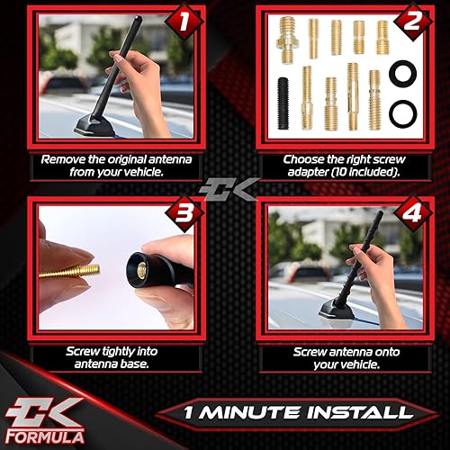 Miniatura 6 de CK Formula Antena de goma en espiral, repuesto de antena OEM de 7 pulgadas, bobina de cobre interna, ajuste universal para automóvil, camión, SUV, 1