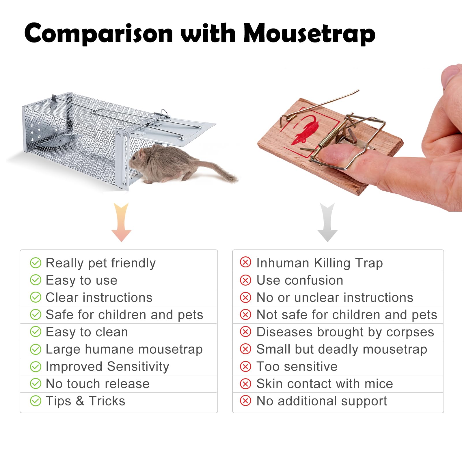 Piège à Souris et Rats Vivant, Format XXL, Respectueux des Animaux, Haute Sensibilité, Réutilisable – Piège à Rongeurs pour Cuisine, Jardin, Entrepôt (Argenté)