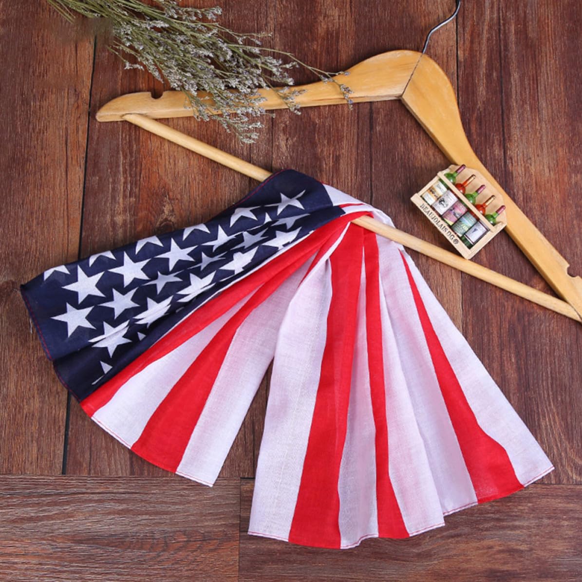 ULTECHNOVO American Flag Headbands Patriotic Headwraps 13pcs Soft Polyester Bandanas No Color Fading Fashion Headdress Accessories for Adults and Outdoor Cycling Random Color