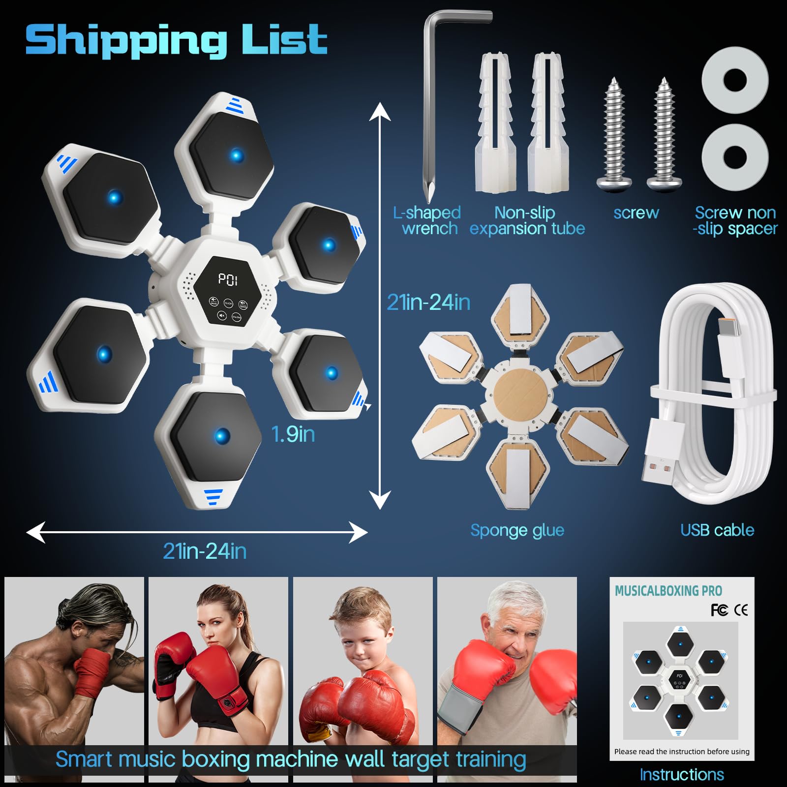 Music Boxing Machine,Machine de Boxe Musicale avec Bluetooth Intelligente et Lumières LED,Boxe Mural Musique pour Adulte, Enfant