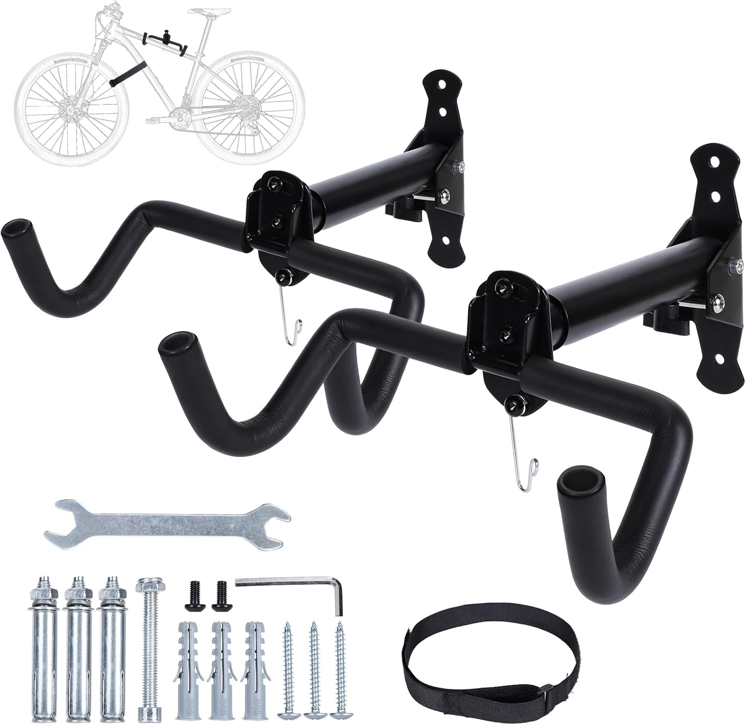 ITEFDTUTNE 2 Pack Black Metal Bike Rack, Wall Mount Bike Hangers for Indoor Bike Storage