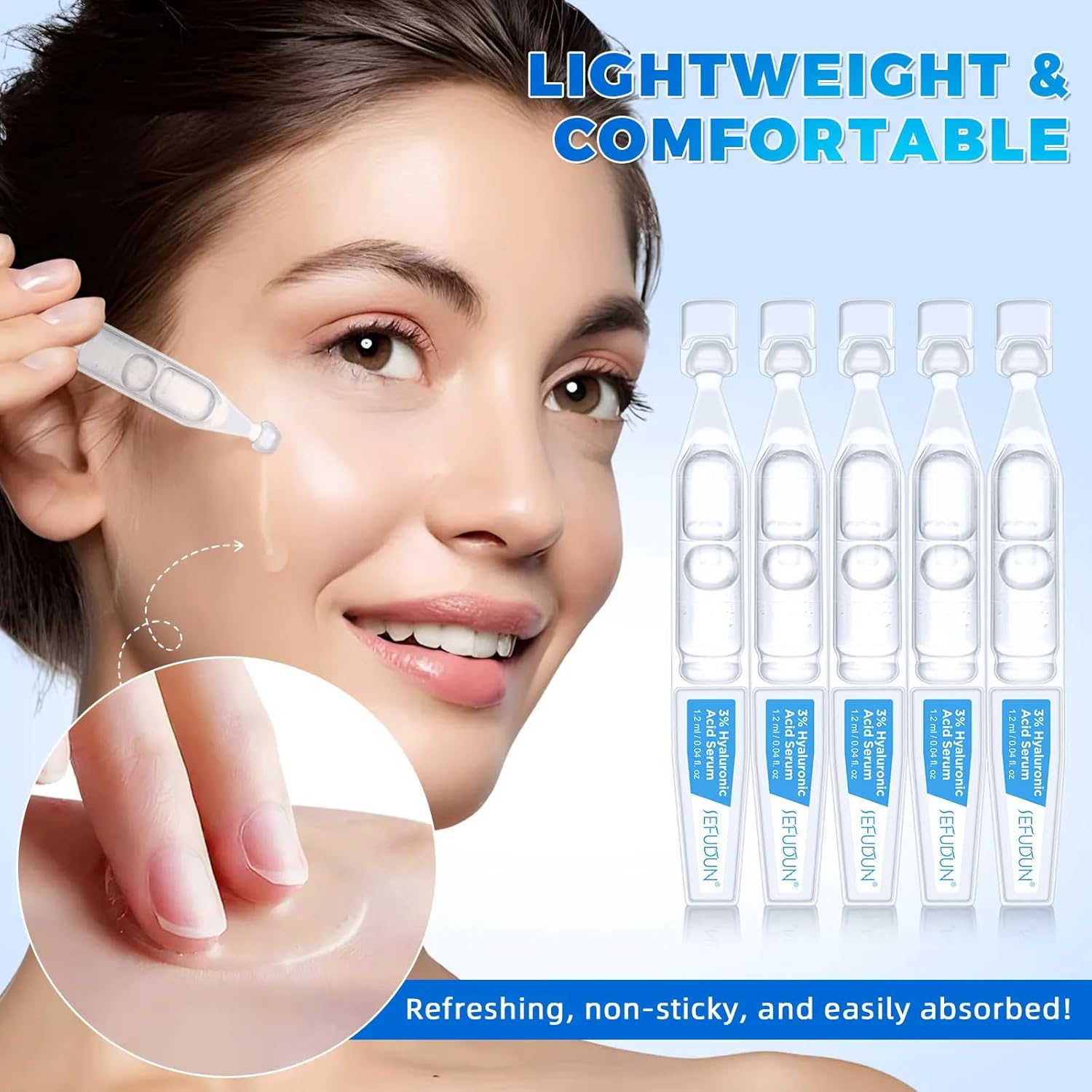 Hyaluronic Acid Tubes | Hyaluronic Acid Serum for Face | Ultra Hydrating 3% | Anti-Aging, Smoother Skin, Sensitive Skin Care | 30 Single-Use Vials - Image 6
