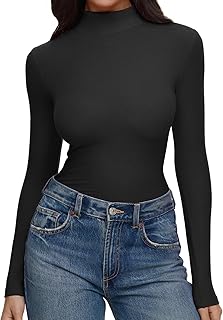 Women’s Turtleneck Tops Slim Basic Mock Neck Long Sleeve Shirts 2025 Fal...