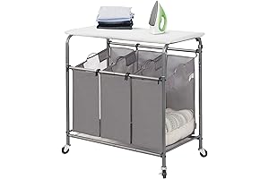 STORAGE MANIAC 3-Section Laundry Sorter with Foldable Ironing Board