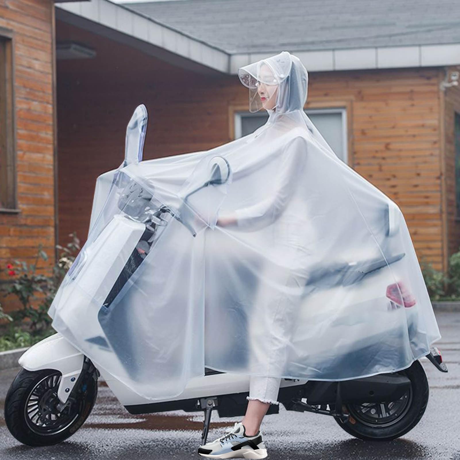 Poncho Bici Impermeabile per Motocicli con Cappuccio | Impermeabile Riutilizzabile Trasparente Per Donne Scooter Escursioni Motocicletta All'aperto