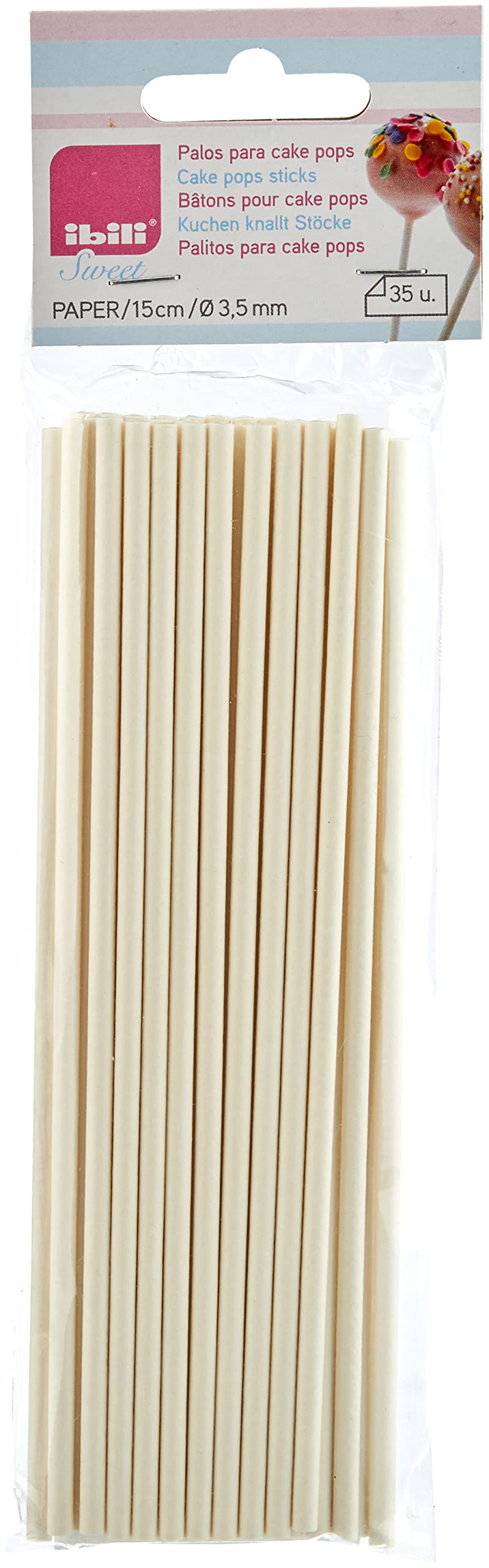 IBILI 786515 - Palos para cake pops, 15 cm, 35 piezas