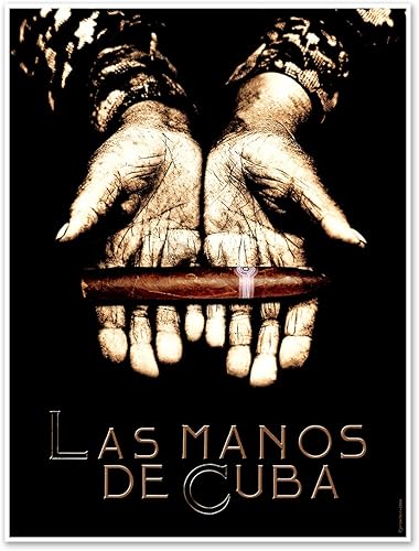 Anuncio de rodillo de cigarros cubanos - Las Manos de Cuba "Las manos de Cuba" | Póster artístico decorativo de pared vintage | 18 x 24 pulgadas