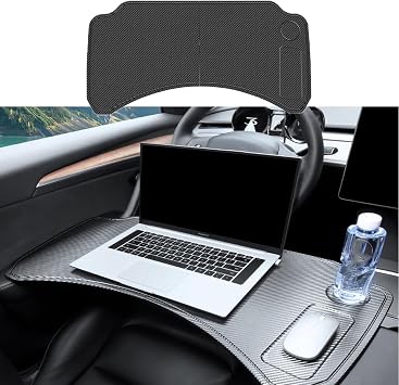 Multi-Purpose Foldable Portable Tray Suitable for Tesla Model 3/Y Car Laptop Work Outdoor Leisure Travel Dining Table Universal Large Load-Bearing Support Pallet Black